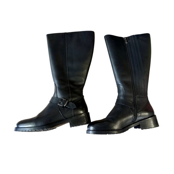 DUO BOOTS Charlotte Knee High Boots In Black Leather, Size 39 - Picture 6 of 14